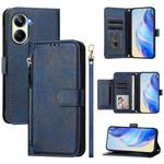 For Realme 10 Pro 5G Multi-Card Slots Zipper Wallet Leather Phone Case(Blue)