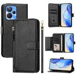 For Realme 10T 5G / 10S 5G / 9i India Multi-Card Slots Zipper Wallet Leather Phone Case(Black)