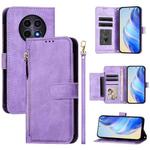 For Realme 12 5G Global Multi-Card Slots Zipper Wallet Leather Phone Case(Purple)