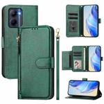 For Realme C33 Global Multi-Card Slots Zipper Wallet Leather Phone Case(Green)