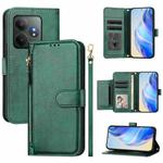 For Realme GT 6 5G / GT 6T 5G Global Multi-Card Slots Zipper Wallet Leather Phone Case(Green)