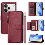 For Realme P4 Pro 5G Multi-Card Slots Zipper Wallet Leather Phone Case(Dark Red)