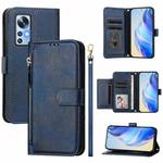 For Xiaomi 12 / 12X / 12S Multi-Card Slots Zipper Wallet Leather Phone Case(Blue)