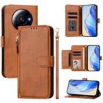 For Xiaomi 12S Ultra Multi-Card Slots Zipper Wallet Leather Phone Case(Brown)