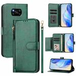 For Xiaomi Poco X3 Pro Multi-Card Slots Zipper Wallet Leather Phone Case(Green)