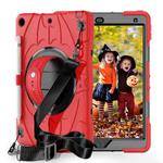 For iPad 10.2 2021 / 2020 / 2019 Bat Hand Grip Turntable Stand Tablet Case(Red Black)