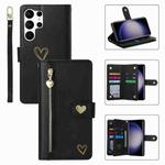 For Samsung Galaxy S23 Ultra 5G POLA Love Multi-Card Slots Zipper Wallet Leather Phone Case(Black)