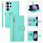 For Samsung Galaxy S23 Ultra 5G POLA Love Multi-Card Slots Zipper Wallet Leather Phone Case(Light Green)
