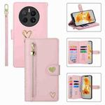 For Huawei Mate 50 Pro POLA Love Multi-Card Slots Zipper Wallet Leather Phone Case(Pink)