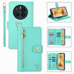 For Huawei Mate 50 Pro POLA Love Multi-Card Slots Zipper Wallet Leather Phone Case(Light Green)