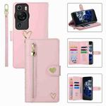 For Huawei P60 Pro POLA Love Multi-Card Slots Zipper Wallet Leather Phone Case(Pink)