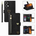 For Xiaomi Poco F5 POLA Love Multi-Card Slots Zipper Wallet Leather Phone Case(Black)