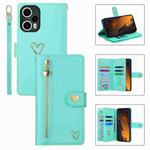 For Xiaomi Poco F5 POLA Love Multi-Card Slots Zipper Wallet Leather Phone Case(Light Green)