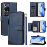 For Huawei P60 / P60 Pro Multi-Card Slots Zipper Wallet Leather Phone Case(Blue)