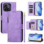 For Huawei Enjoy 80s Multi-Card Slots Zipper Wallet Leather Phone Case(Purple)