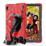 For Samsung Galaxy Tab A8 Bat Hand Grip Turntable Stand Tablet Case(Red Black)