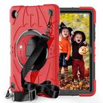 For Samsung Galaxy Tab A9+ Bat Hand Grip Turntable Stand Tablet Case(Red Black)