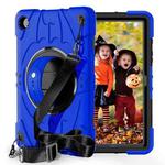 For Samsung Galaxy Tab A9+ Bat Hand Grip Turntable Stand Tablet Case(Blue Black)