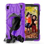 For Samsung Galaxy Tab A7 Lite Bat Hand Grip Turntable Stand Tablet Case(Purple Black)