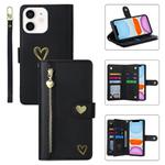 For iPhone 11 POLA Love Multi-Card Slots Zipper Wallet Leather Phone Case(Black)