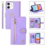 For iPhone 11 POLA Love Multi-Card Slots Zipper Wallet Leather Phone Case(Purple)