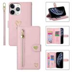 For iPhone 11 Pro POLA Love Multi-Card Slots Zipper Wallet Leather Phone Case(Pink)