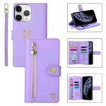 For iPhone 11 Pro POLA Love Multi-Card Slots Zipper Wallet Leather Phone Case(Purple)