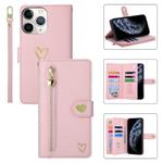 For iPhone 11 Pro Max POLA Love Multi-Card Slots Zipper Wallet Leather Phone Case(Pink)
