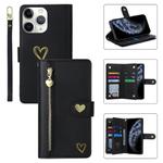 For iPhone 11 Pro Max POLA Love Multi-Card Slots Zipper Wallet Leather Phone Case(Black)