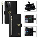 For iPhone 12 Pro POLA Love Multi-Card Slots Zipper Wallet Leather Phone Case(Black)
