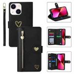 For iPhone 13 POLA Love Multi-Card Slots Zipper Wallet Leather Phone Case(Black)