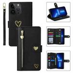 For iPhone 13 Pro POLA Love Multi-Card Slots Zipper Wallet Leather Phone Case(Black)