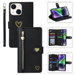 For iPhone 14 Plus POLA Love Multi-Card Slots Zipper Wallet Leather Phone Case(Black)