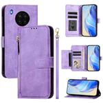 For Honor 50 Lite Multi-Card Slots Zipper Wallet Leather Phone Case(Purple)