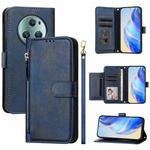 For Honor Magic5 Pro Multi-Card Slots Zipper Wallet Leather Phone Case(Blue)