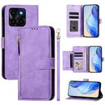 For Honor X6a 4G Multi-Card Slots Zipper Wallet Leather Phone Case(Purple)