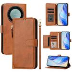 For Honor X40 / X9a / Magic5 Lite Multi-Card Slots Zipper Wallet Leather Phone Case(Brown)