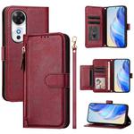 For Honor Play 60 Multi-Card Slots Zipper Wallet Leather Phone Case(Dark Red)