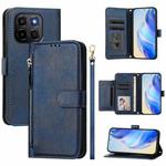 For Honor X6c 4G Multi-Card Slots Zipper Wallet Leather Phone Case(Blue)