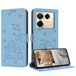 For Infinix Note 40 Pro 4G / 5G Embossed Kitten Phone Leather Case with Lanyard(Blue)