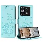 For Infinix Zero 30 5G Embossed Kitten Phone Leather Case with Lanyard(Mint Green)