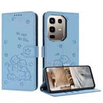 For Infinix Note 50 4G / 50 Pro 4G Embossed Kitten Phone Leather Case with Lanyard(Blue)