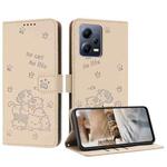 For Xiaomi Poco X5 Pro 5G Embossed Kitten Phone Leather Case with Lanyard(Beige)