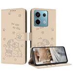 For Xiaomi Poco X6 5G Embossed Kitten Phone Leather Case with Lanyard(Beige)