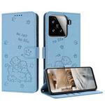 For Xiaomi 15 Embossed Kitten Phone Leather Case with Lanyard(Blue)