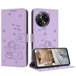 For Tecno Camon 30S Embossed Kitten Phone Leather Case with Lanyard(Purple)