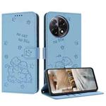 For Tecno Camon 30S Embossed Kitten Phone Leather Case with Lanyard(Blue)