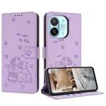 For Tecno Spark 30C 5G / Pop 9 5G Embossed Kitten Phone Leather Case with Lanyard(Purple)