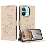 For Tecno Spark 30C 5G / Pop 9 5G Embossed Kitten Phone Leather Case with Lanyard(Beige)