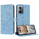 For Redmi 10 5G / Note 11E 5G Embossed Kitten Phone Leather Case with Lanyard(Blue)